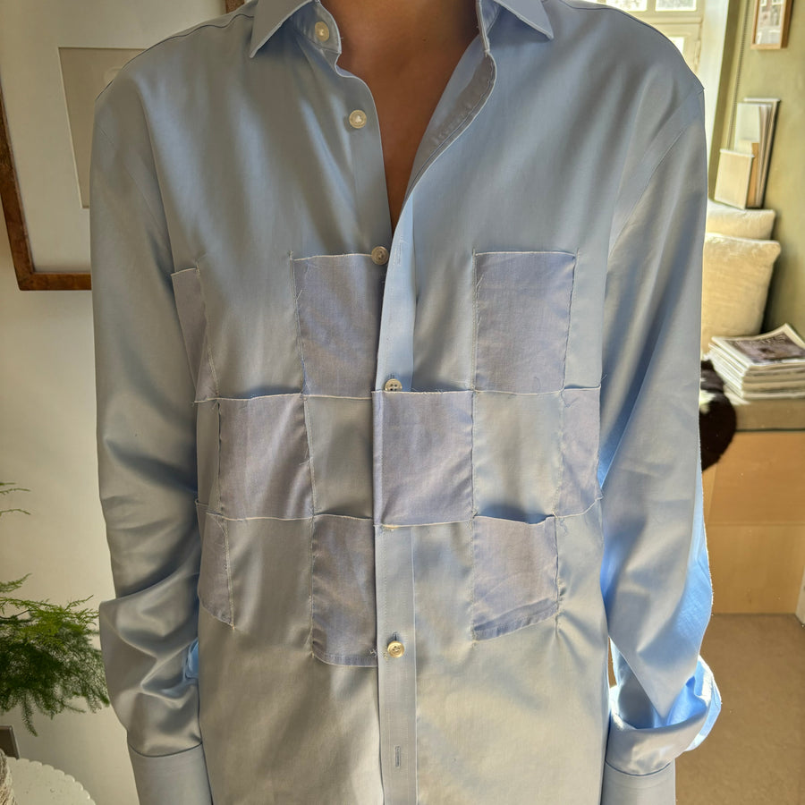 BLUE WOVEN CHECK SHIRT NO:1