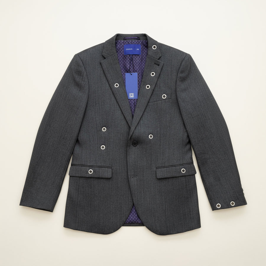 GREY EYELET BLAZER