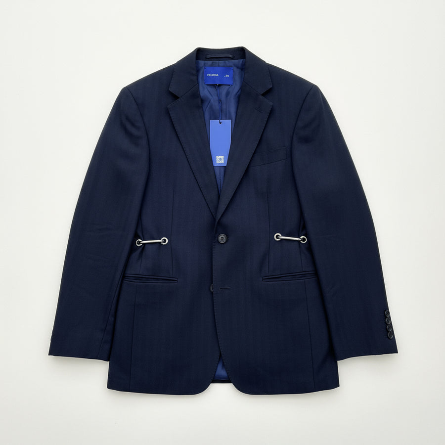 NAVY STRIPE HARDWARE FRONT BLAZER