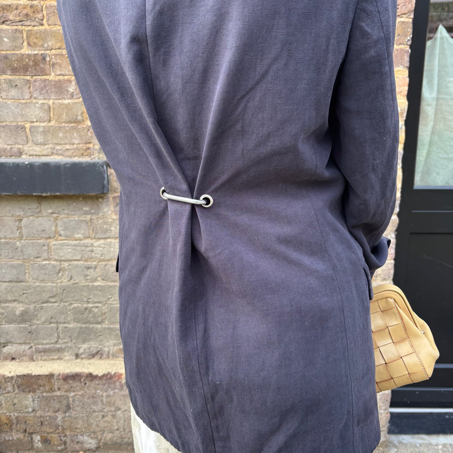 NAVY HARDWARE BACK BLAZER