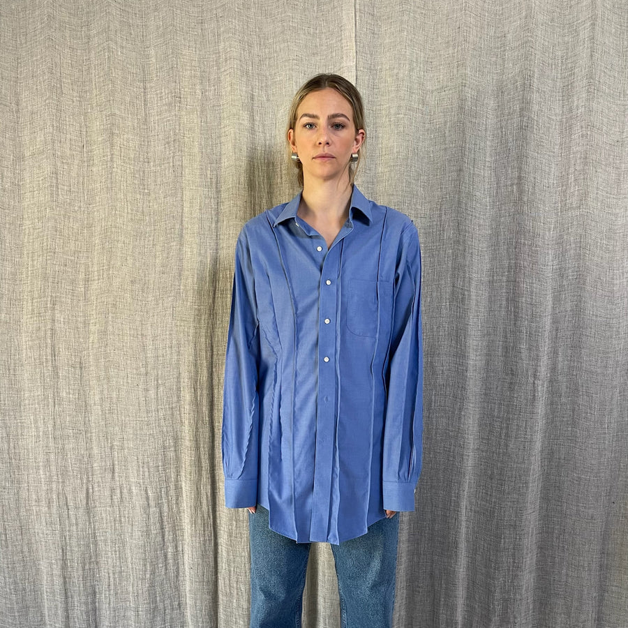 BLUE EXPOSED SEAM SHIRT