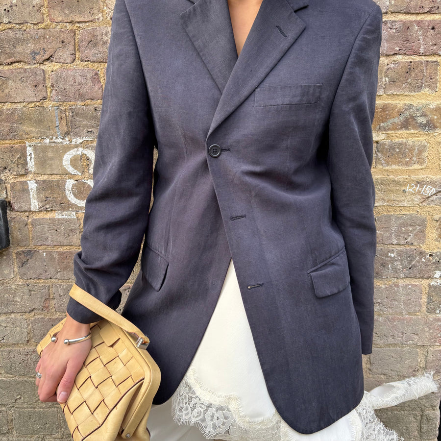 NAVY HARDWARE BACK BLAZER