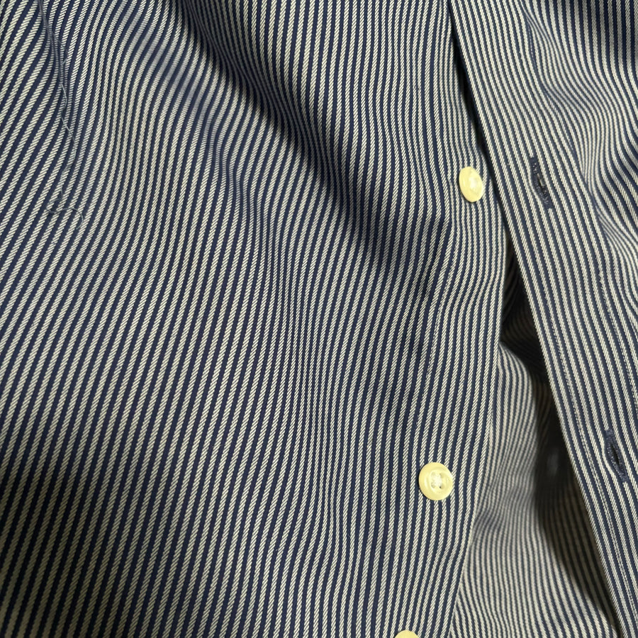 NAVY PINSTRIPE CINCH SHIRT