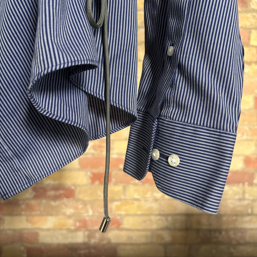 NAVY PINSTRIPE CINCH SHIRT