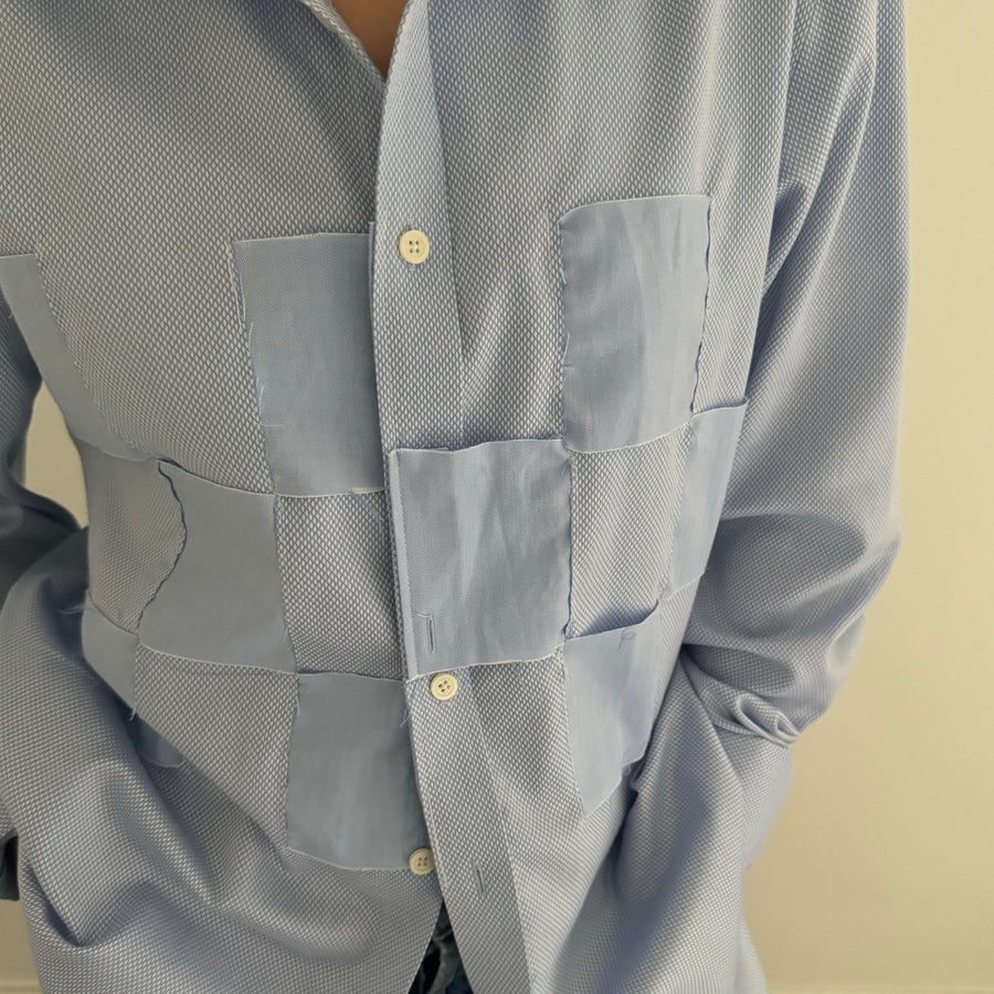 BLUE WOVEN CHECKERBOARD SHIRT NO:3