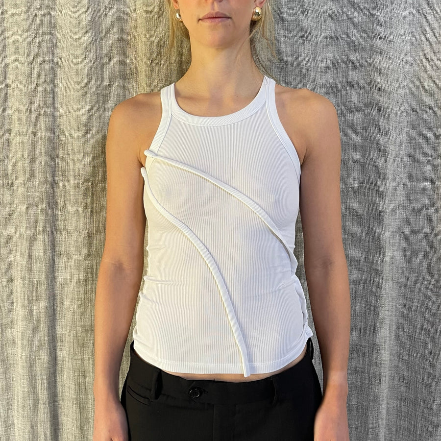 WHITE EXPOSED SEAM VEST