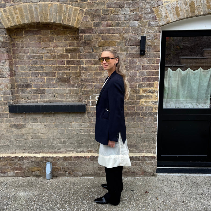 NAVY STRIPE HARDWARE FRONT BLAZER