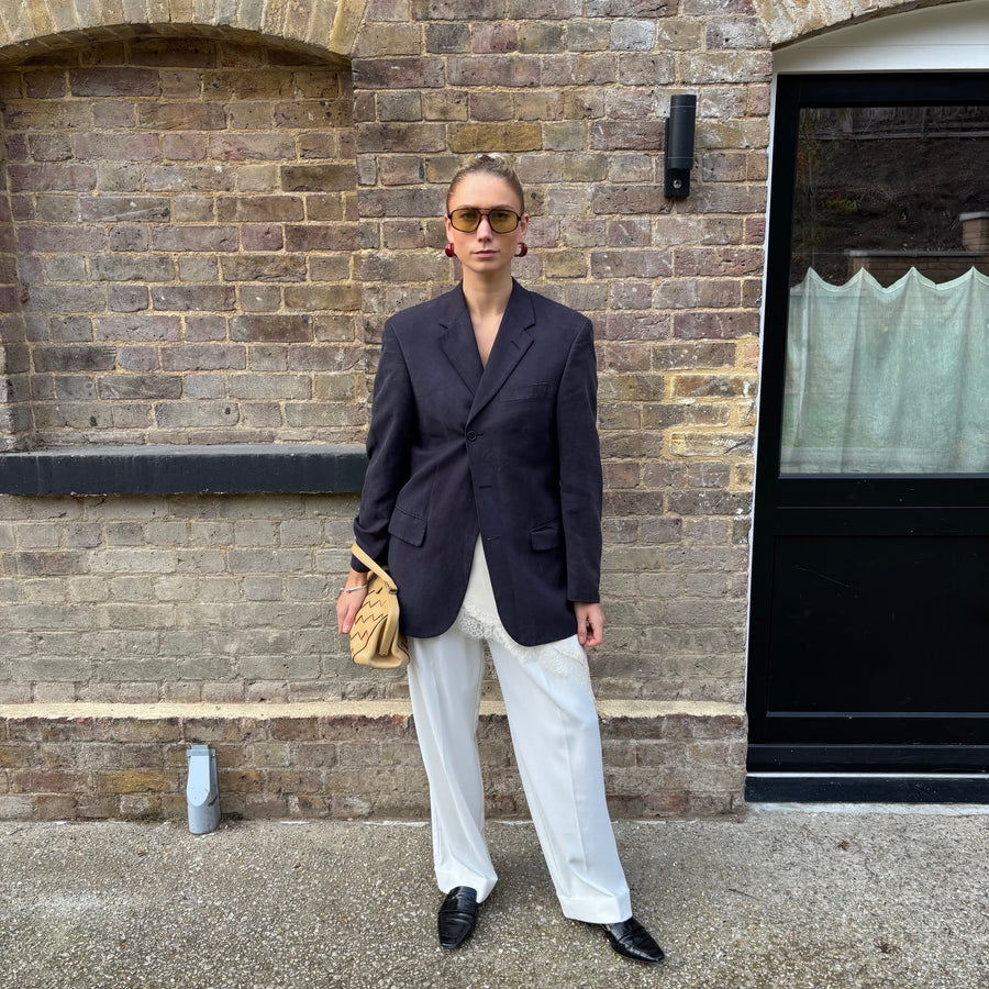 NAVY HARDWARE BACK BLAZER