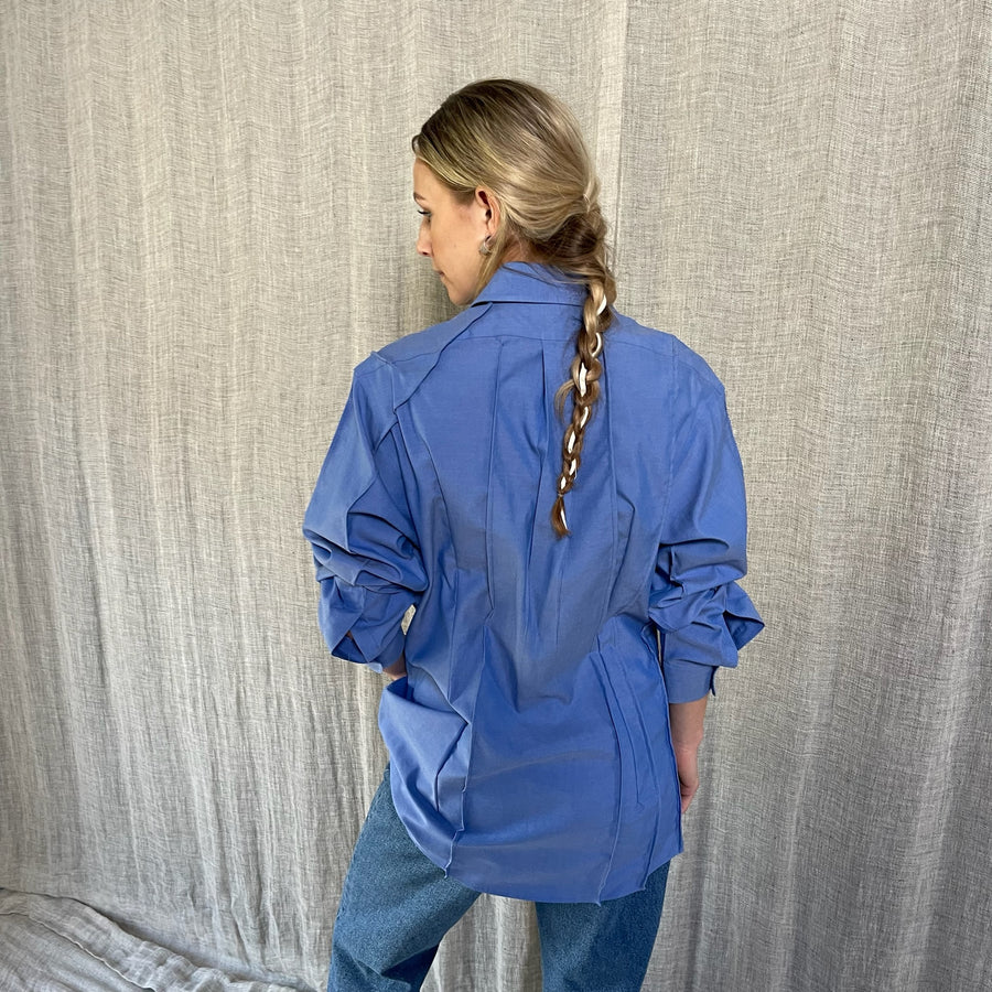 BLUE EXPOSED SEAM SHIRT