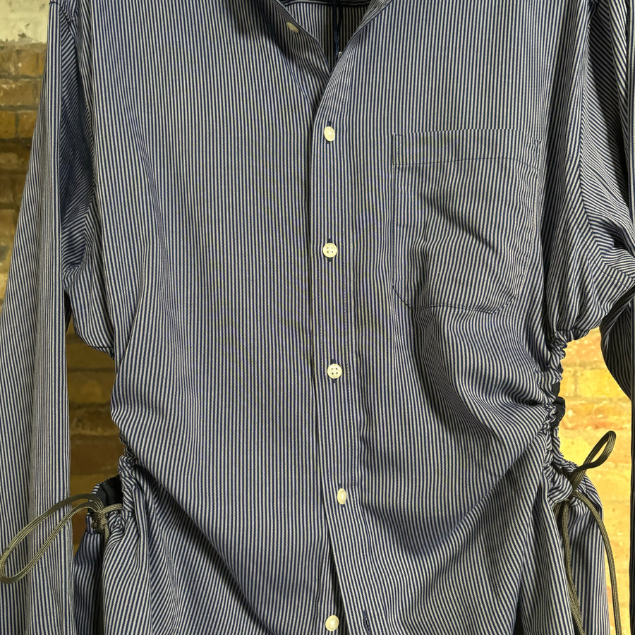 NAVY PINSTRIPE CINCH SHIRT