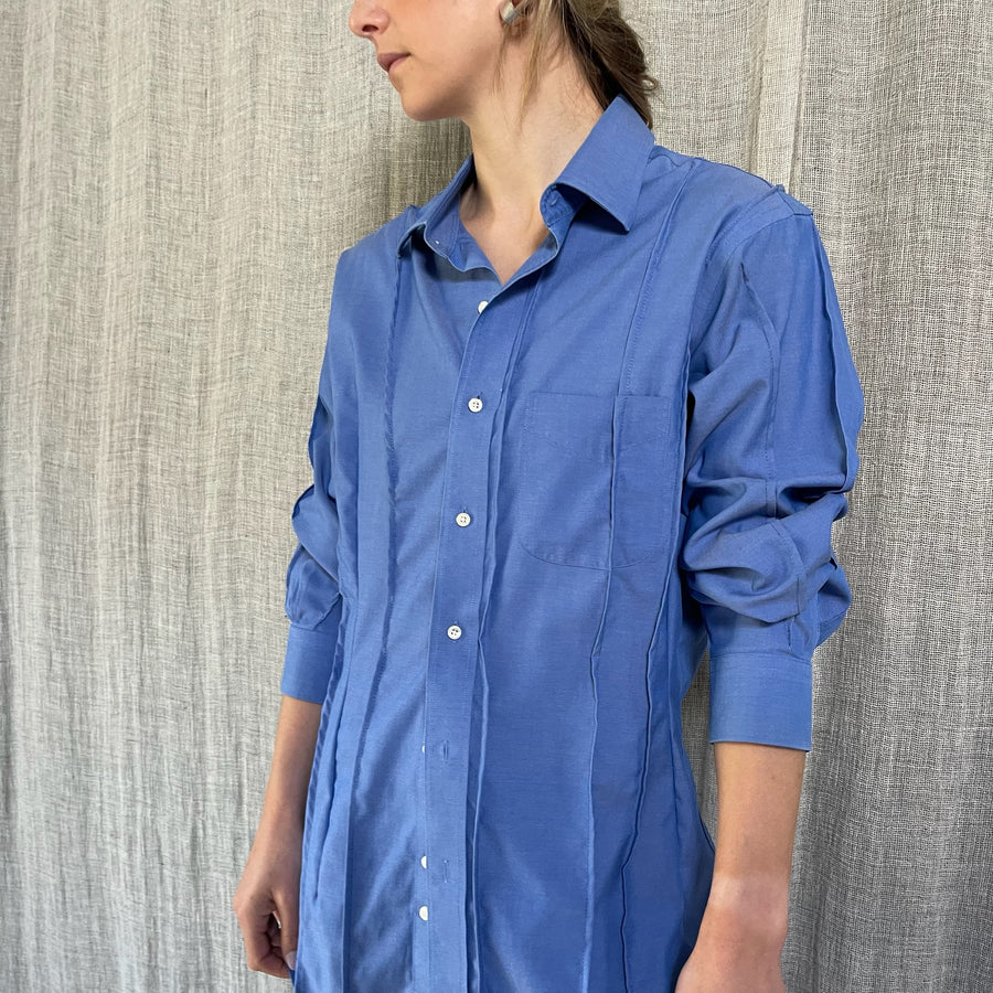 BLUE EXPOSED SEAM SHIRT