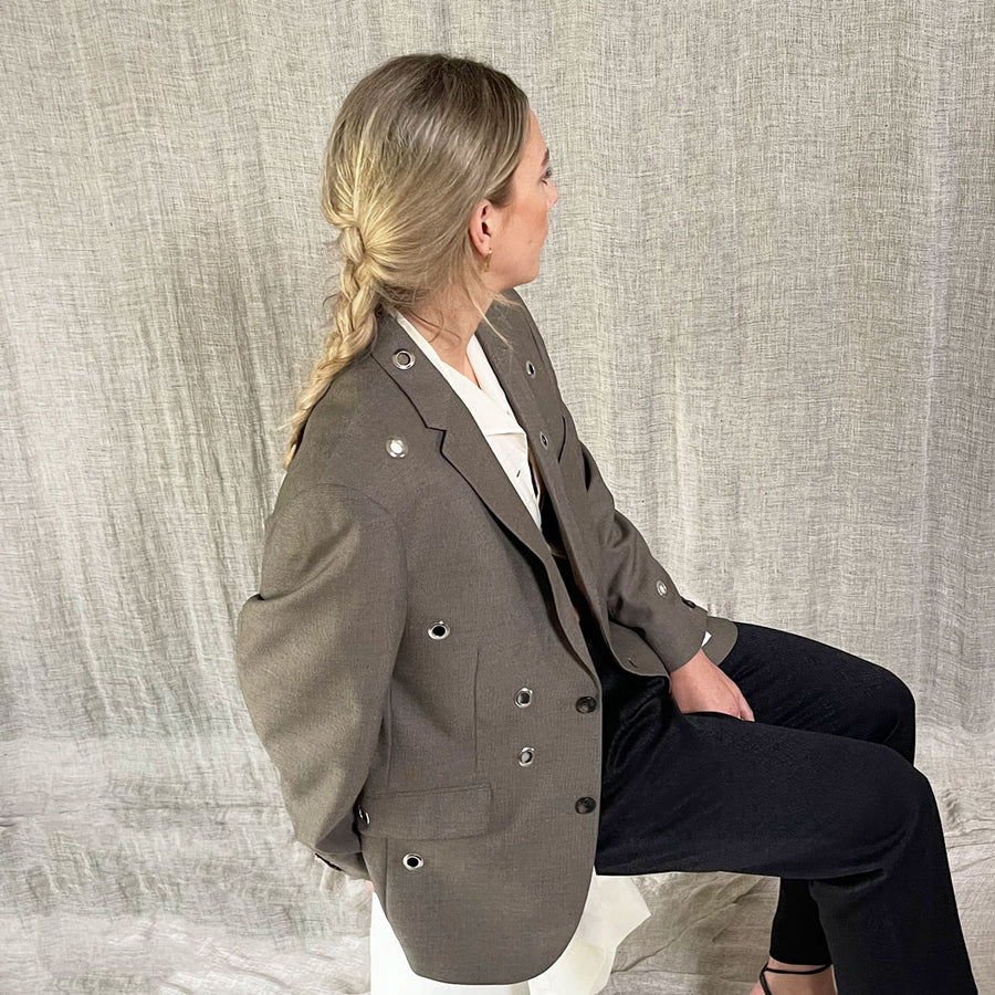 BROWN EYELET BLAZER