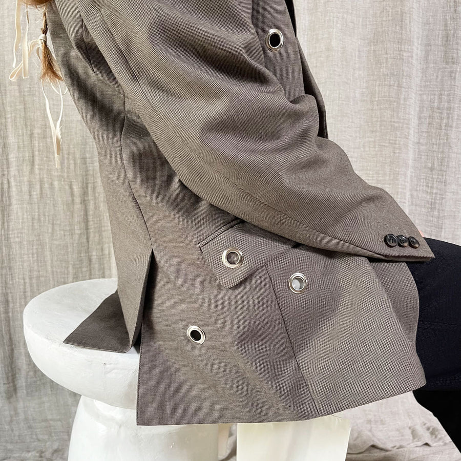 BROWN EYELET BLAZER