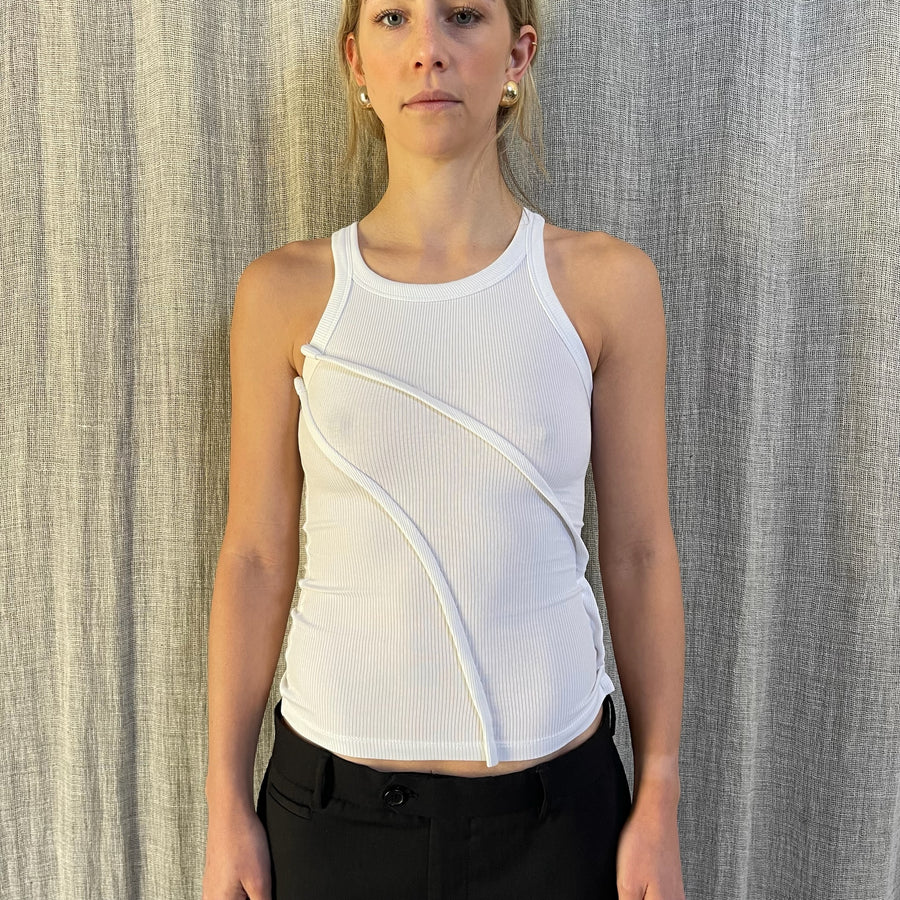 WHITE EXPOSED SEAM VEST