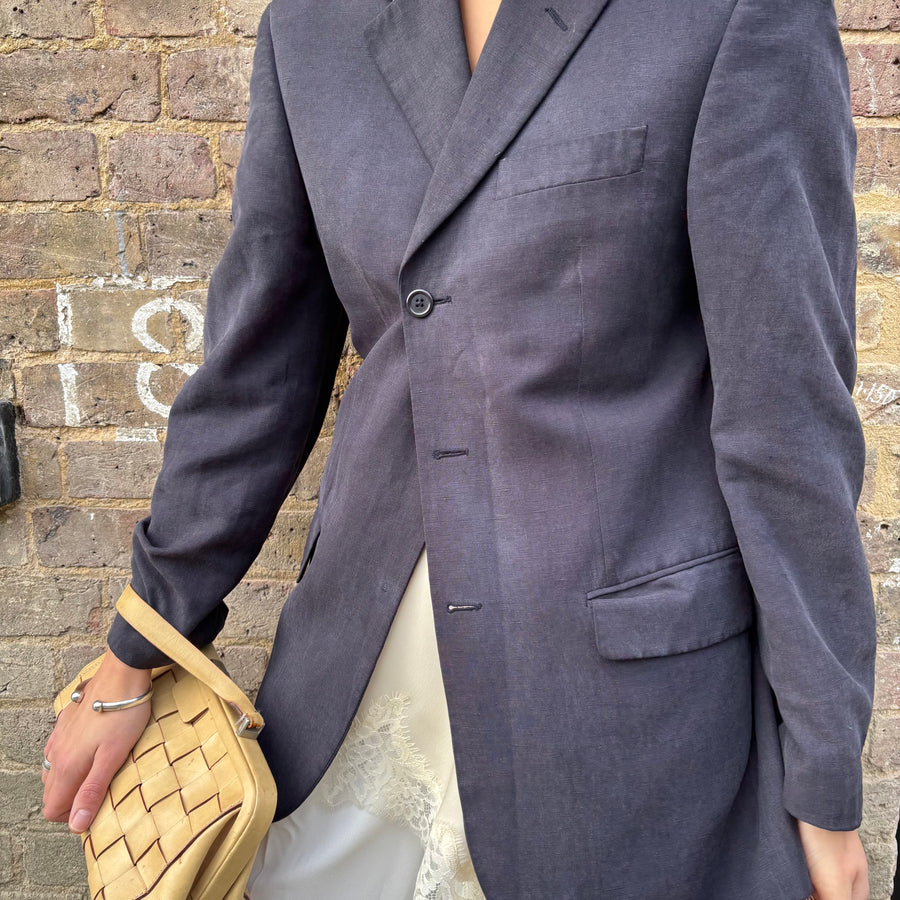 NAVY HARDWARE BACK BLAZER