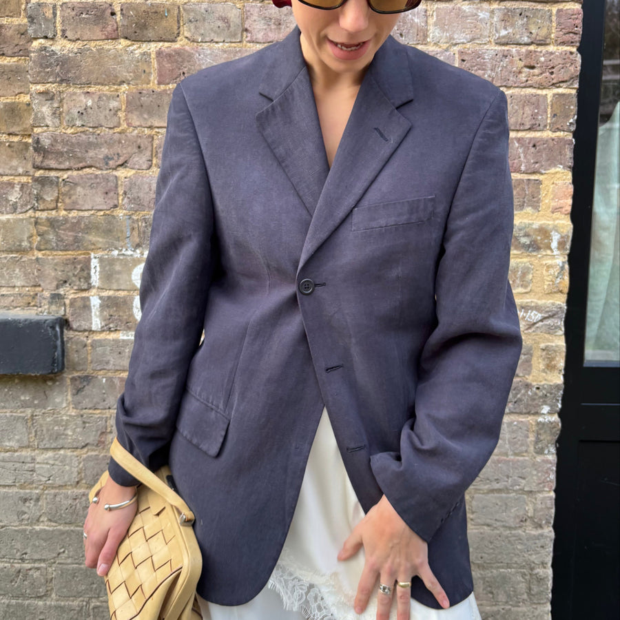 NAVY HARDWARE BACK BLAZER