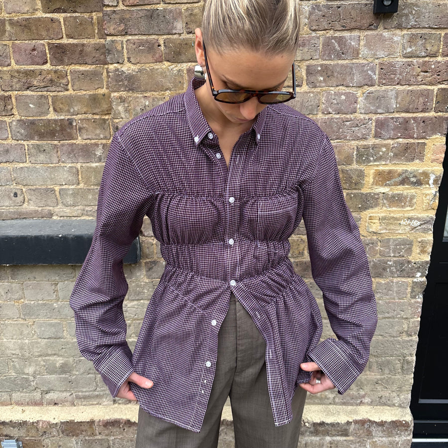 BURGUNDY ELASTIC SHIRT