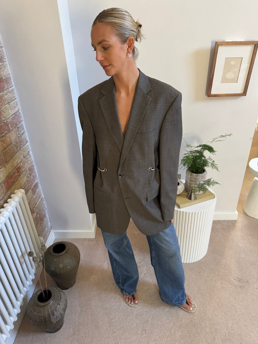 SUBTLE CHECK HARDWARE FRONT BLAZER