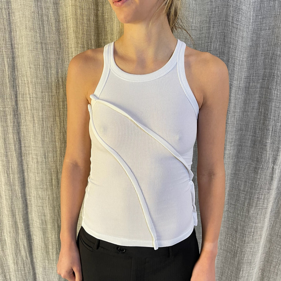 WHITE EXPOSED SEAM VEST