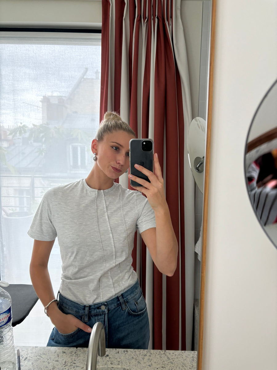 GREY SEAMED T-SHIRT