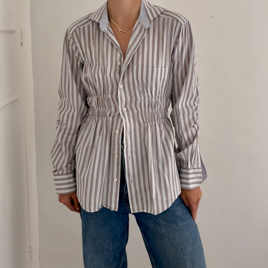 WHITE STRIPE ELASTIC SHIRT