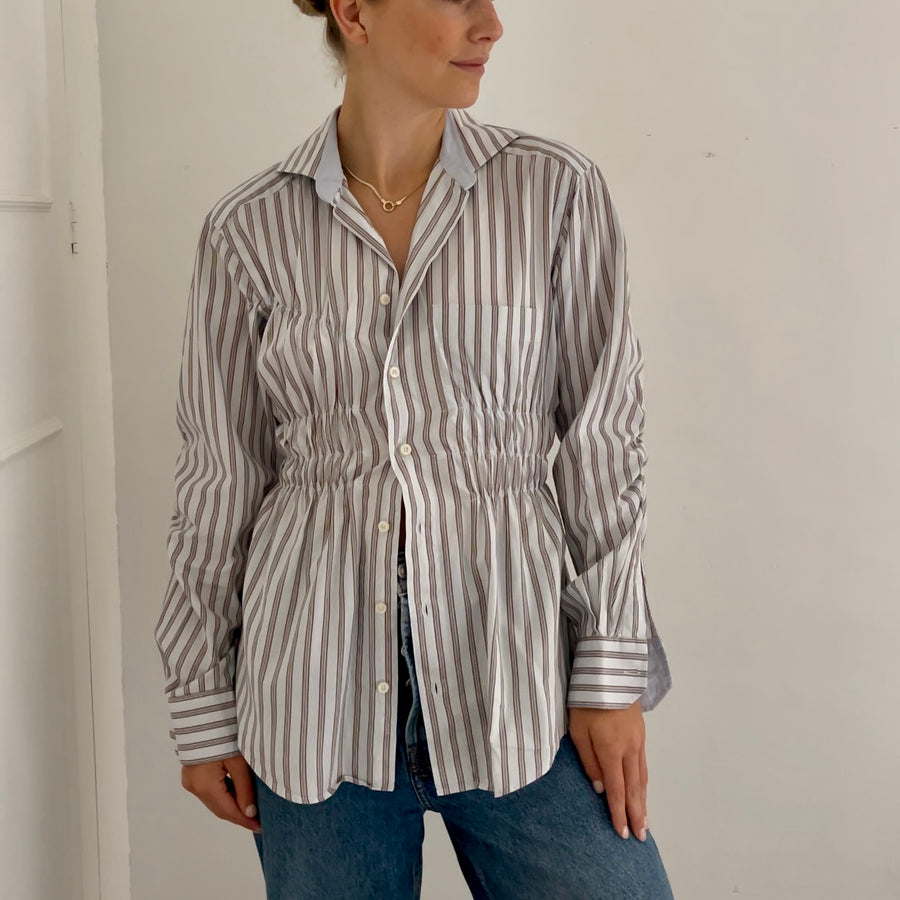 WHITE STRIPE ELASTIC SHIRT