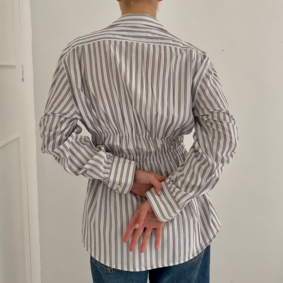 WHITE STRIPE ELASTIC SHIRT