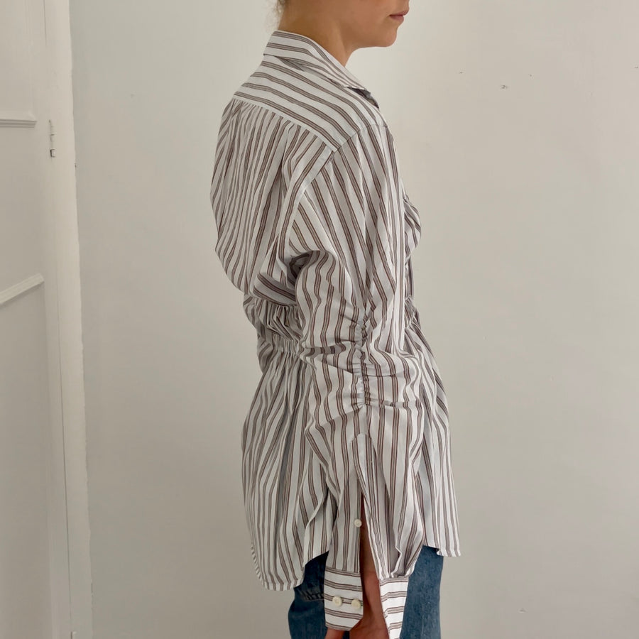 WHITE STRIPE ELASTIC SHIRT