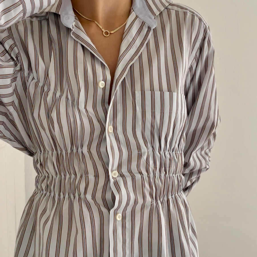 WHITE STRIPE ELASTIC SHIRT