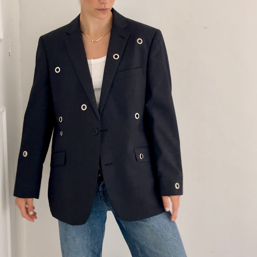 NAVY EYELET BLAZER