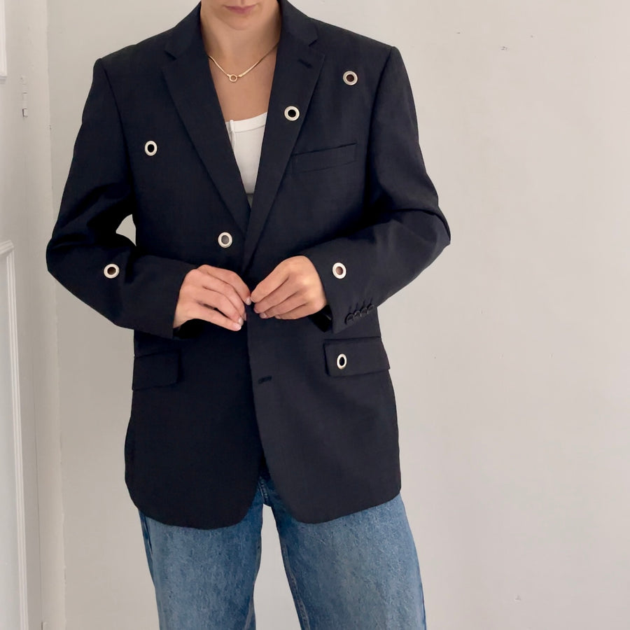 NAVY EYELET BLAZER