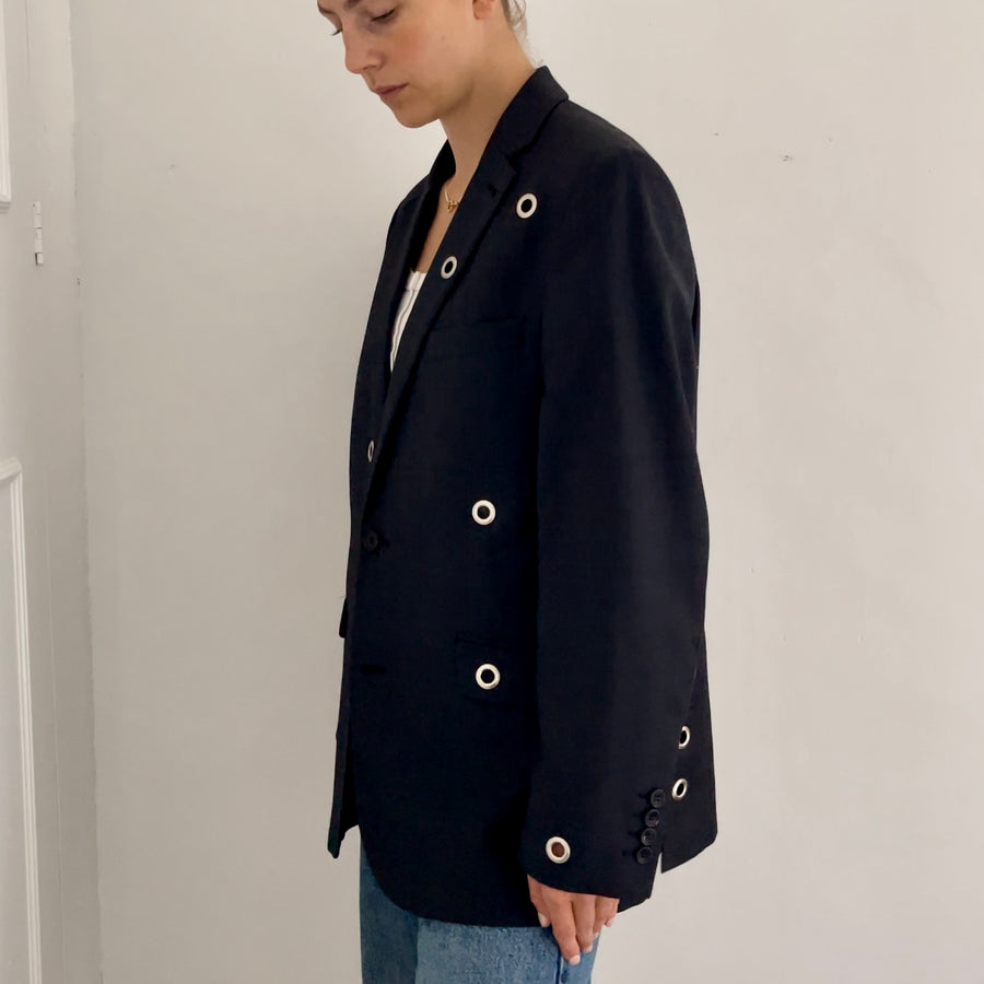 NAVY EYELET BLAZER