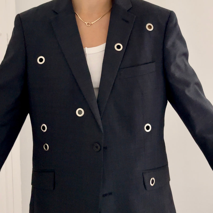 NAVY EYELET BLAZER