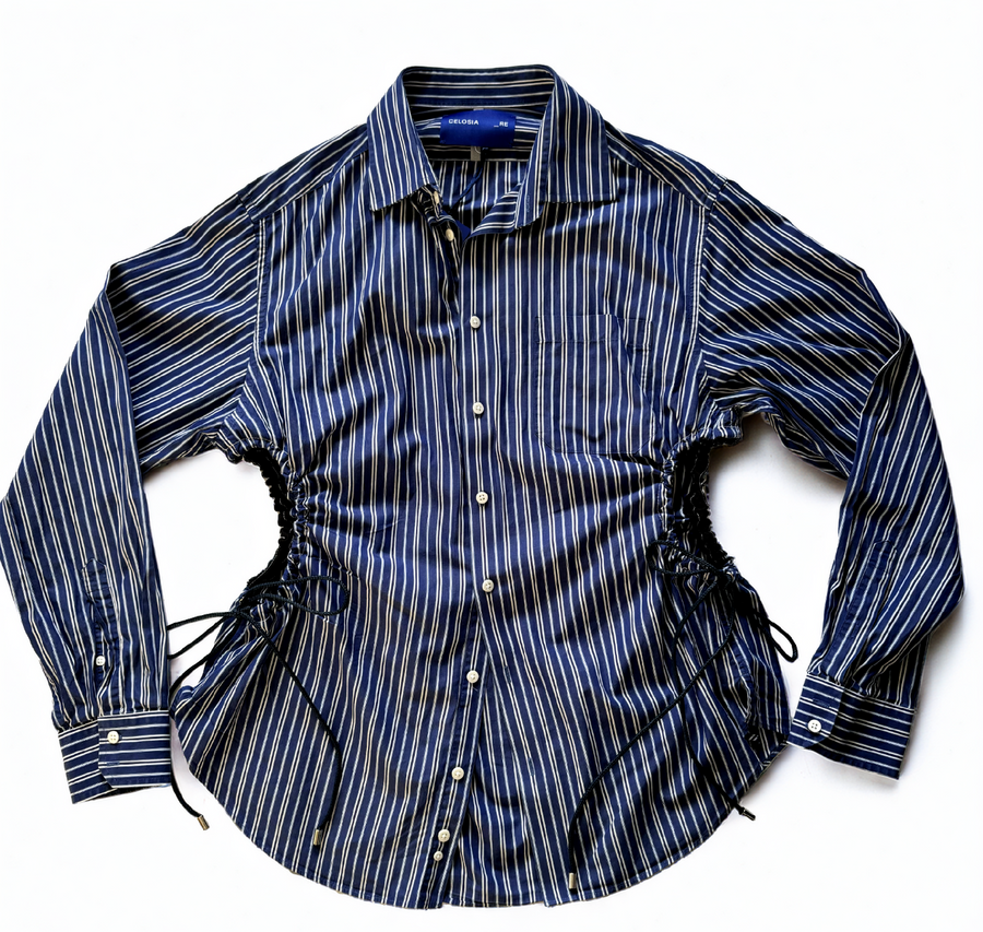 NAVY STRIPE CINCH SHIRT