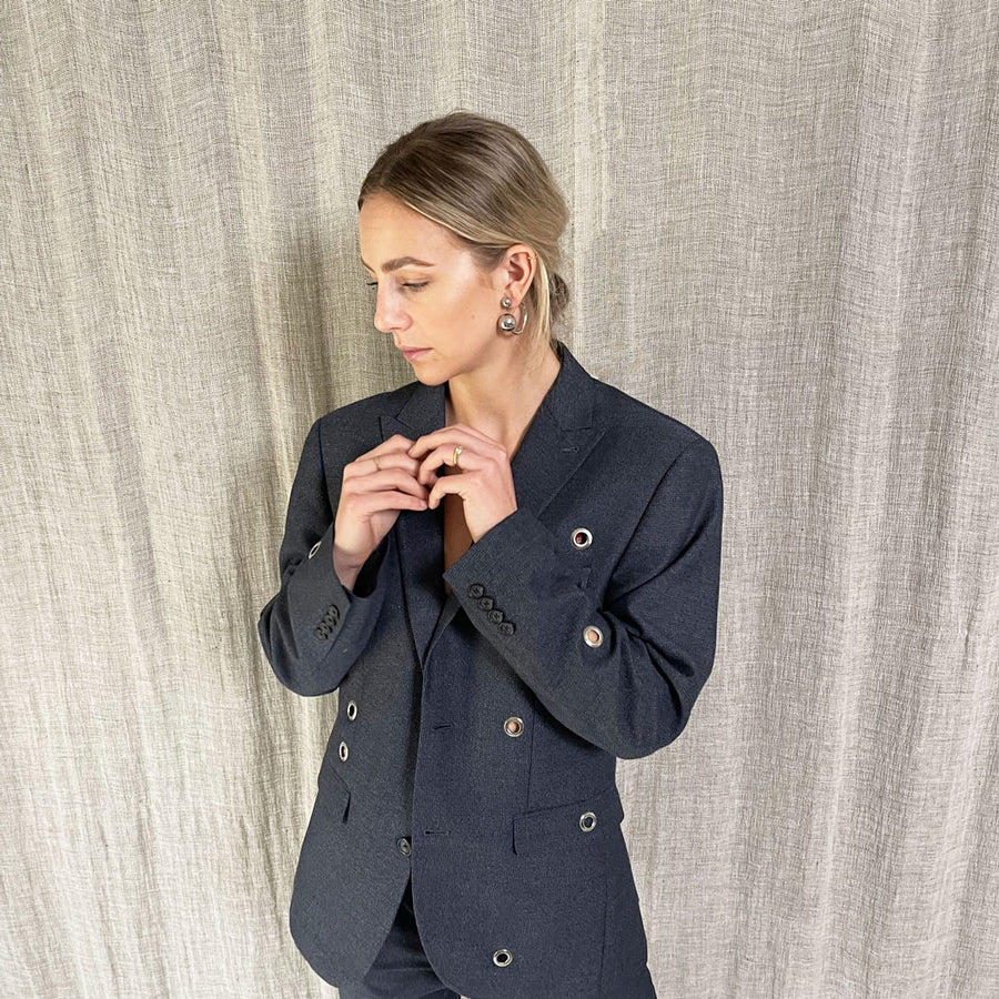 BLUE EYELET SUIT