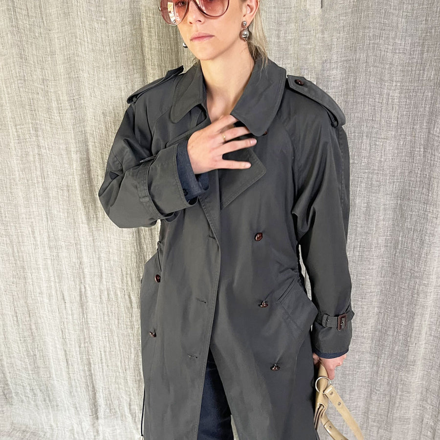 GREY CINCH TRENCH COAT