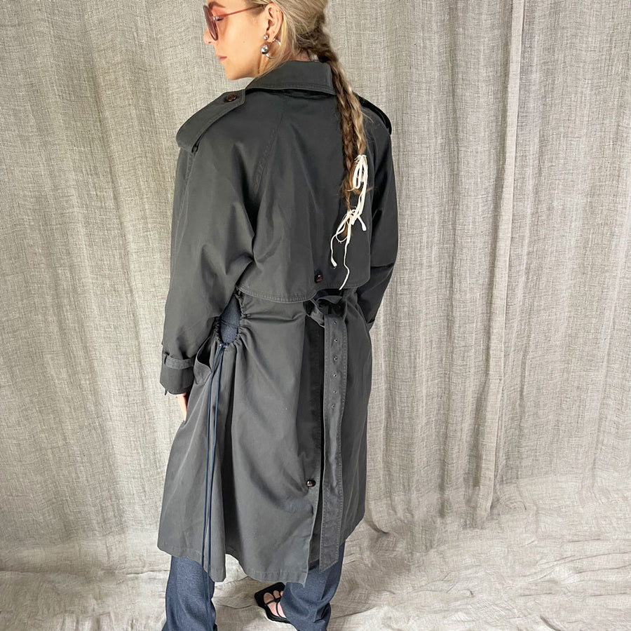 GREY CINCH TRENCH COAT