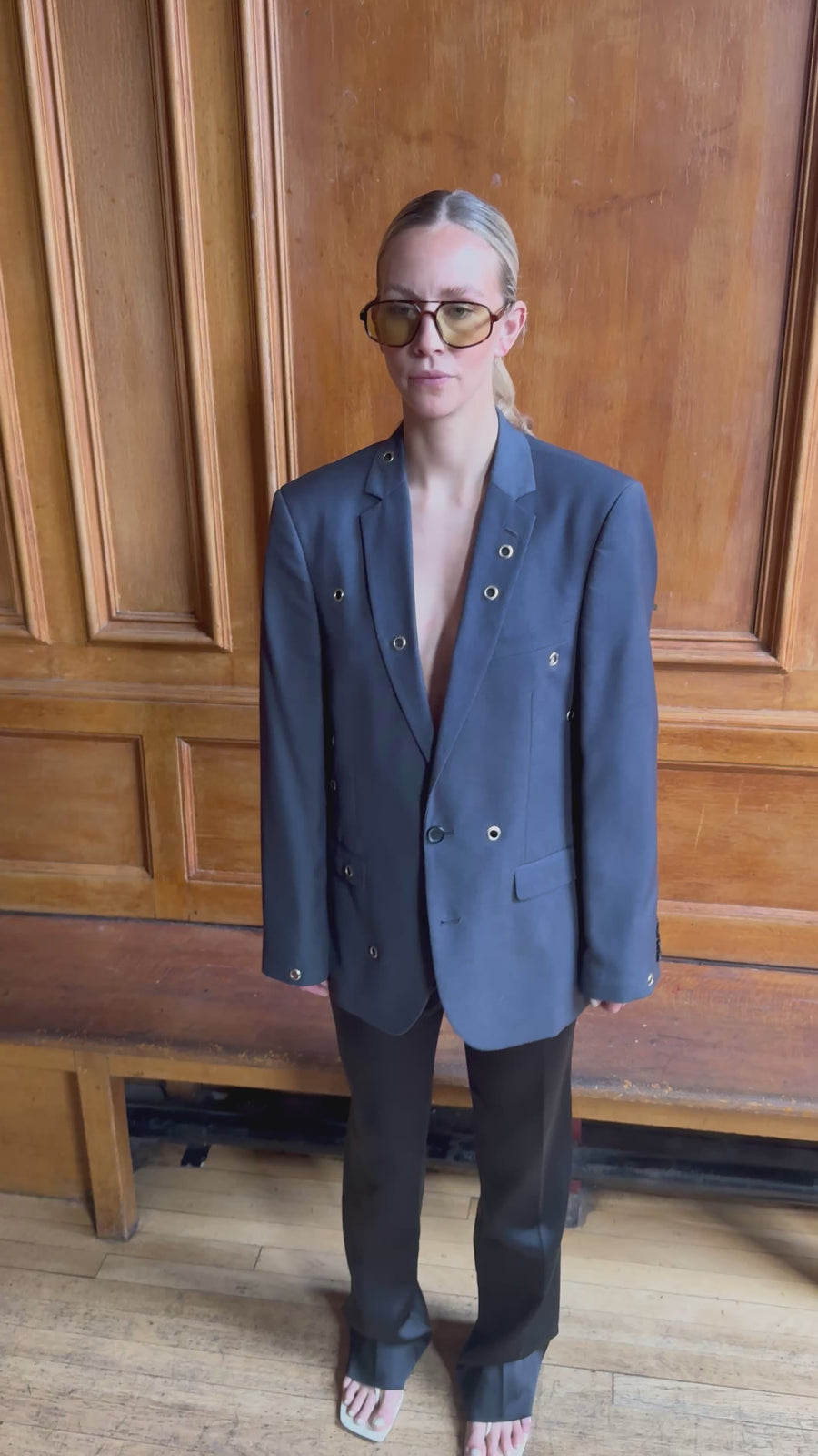 SLATE GREY EYELET BLAZER