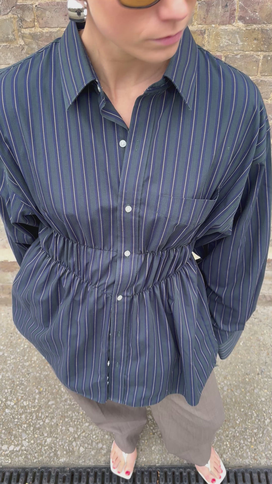 FOREST STRIPE ELASTIC SHIRT