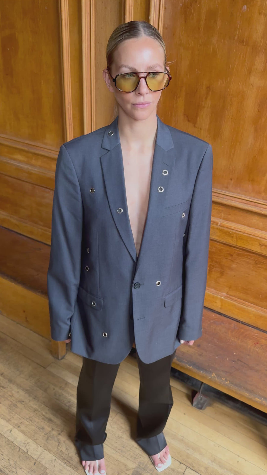 SLATE GREY EYELET BLAZER