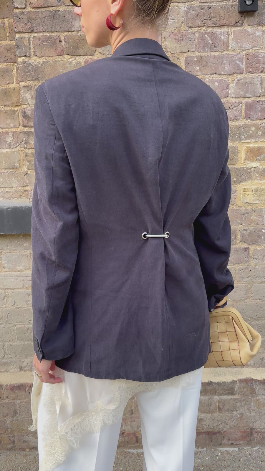 NAVY HARDWARE BACK BLAZER