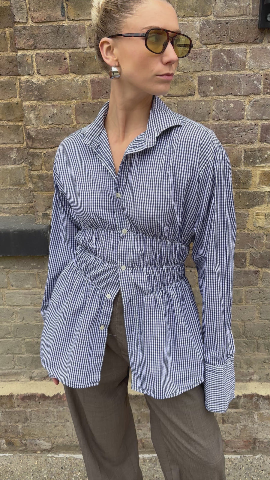 GINGHAM ELASTIC SHIRT