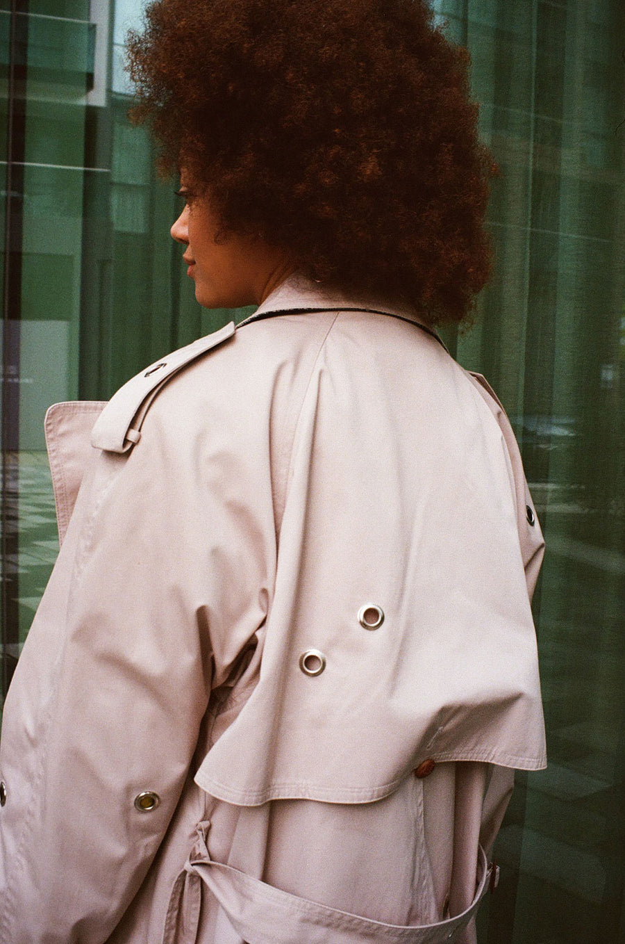 BEIGE EYELET TRENCHCOAT