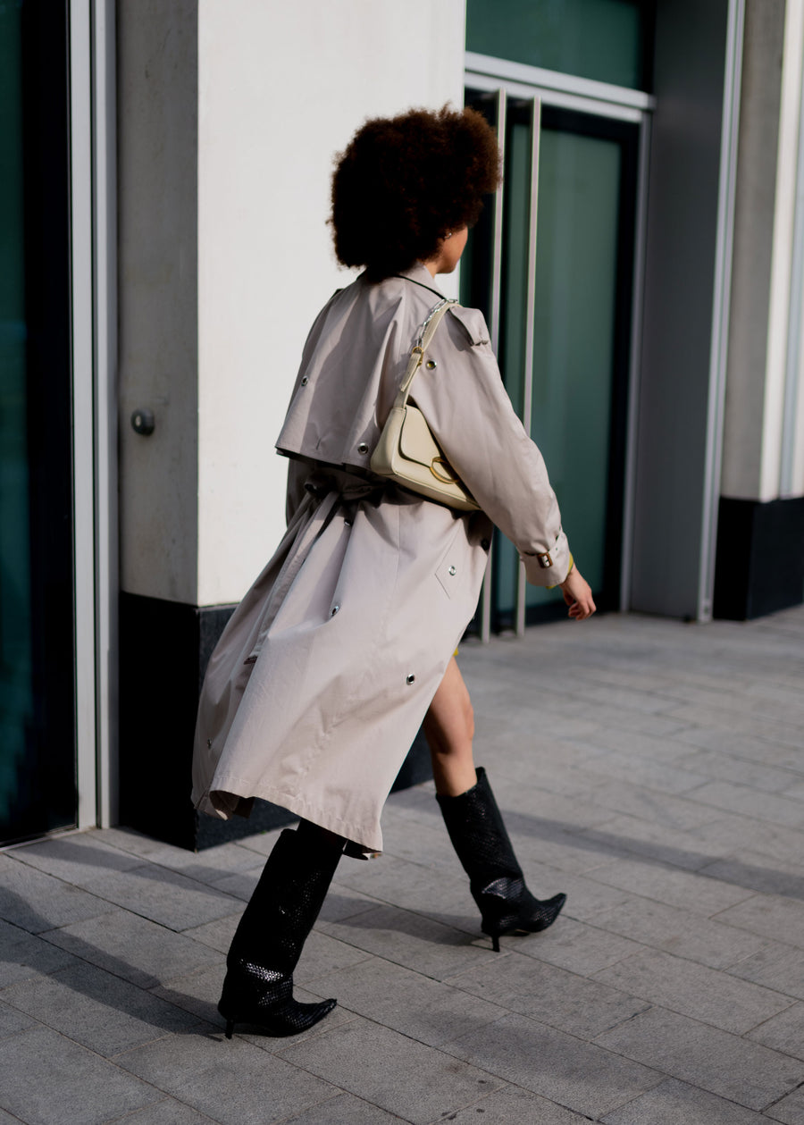 BEIGE EYELET TRENCHCOAT