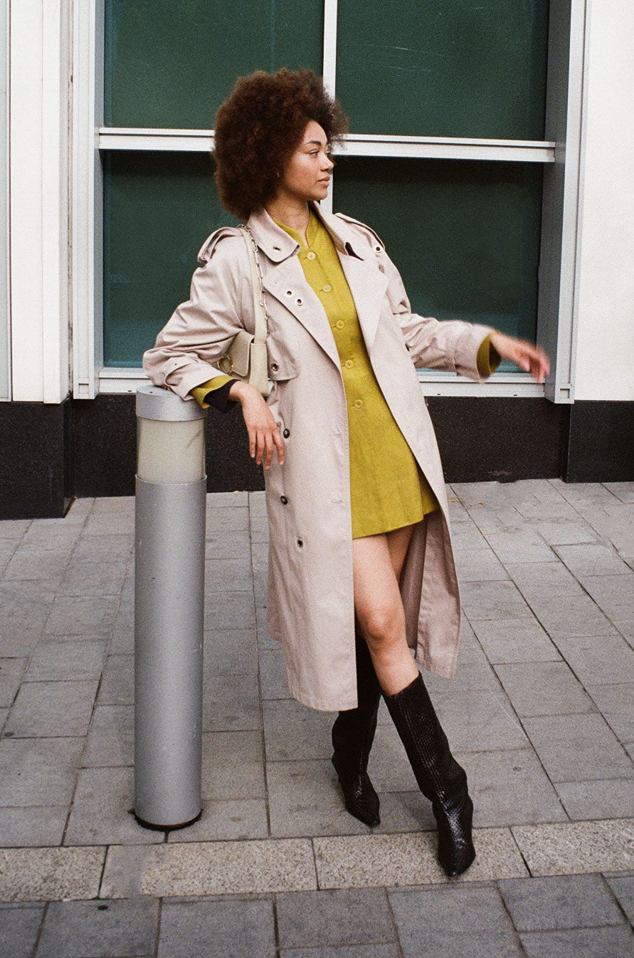 BEIGE EYELET TRENCHCOAT